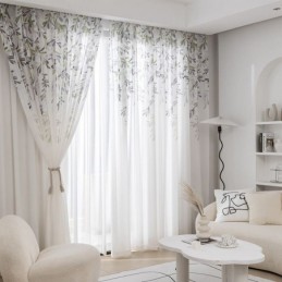 Vine Pattern Voile Curtain Made to Measure Curtain Printed Sheer Curtains Living Room Bedroom