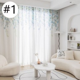 Vine Pattern Voile Curtain Made to Measure Curtain Printed Sheer Curtains Living Room Bedroom