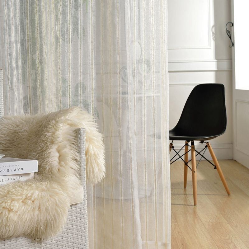 Nordic Sheer Curtain Made to Measure Curtain Stripe Tulle For Living Room Bedroom