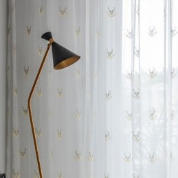 Classic Sheer Curtain Made to Measure Curtain Deer Embroidered Tulle Curtains For Living Room