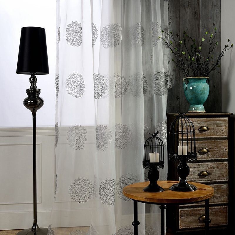 Modern Embroidered Tulle Curtain Made to Measure Curtain Sheer Voile Curtains Living Room Bedroom
