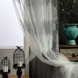 Modern Embroidered Tulle Curtain Made to Measure Curtain Sheer Voile Curtains Living Room Bedroom