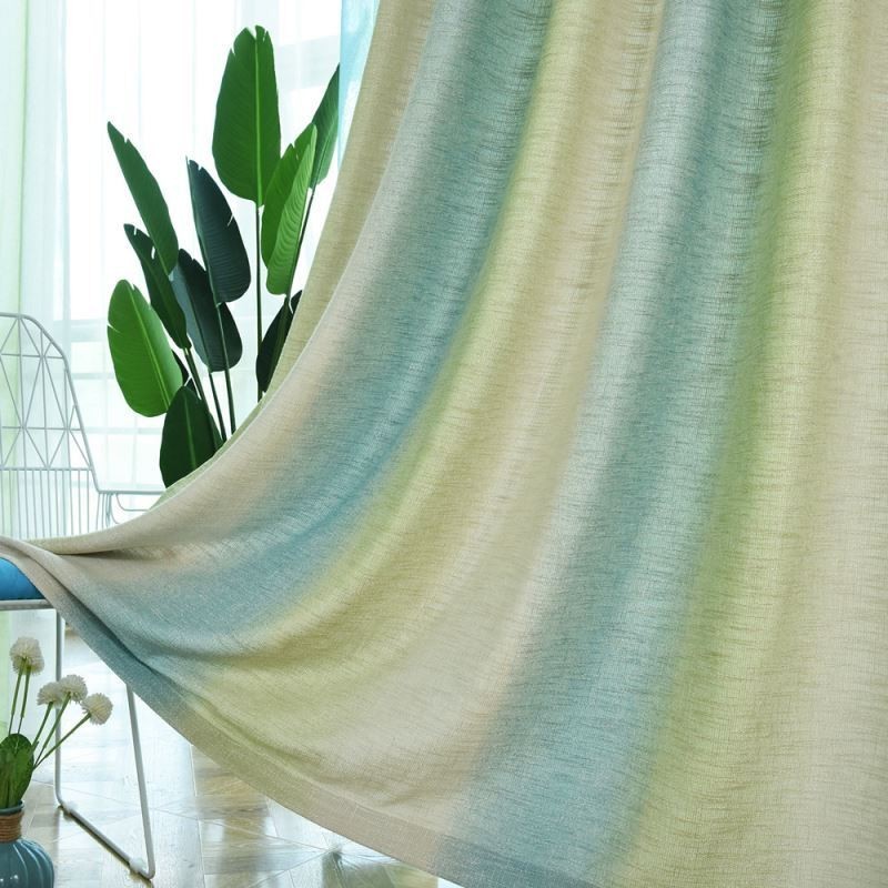 Simple Semi Blackout Curtain Made to Measure Curtain Colorful Stripes Printed Living Room