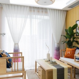 Nordic Style Sheer Curtain Made to Measure Curtain Printed Voile Living Room Bedroom