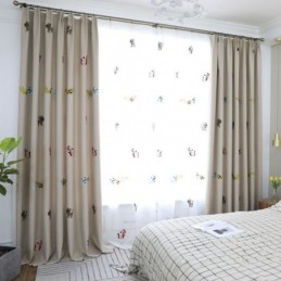 Contemporary Max Blackout Curtain Made to Measure Curtain Smiley Cat Embroidery Bedroom