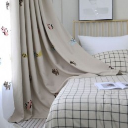 Contemporary Max Blackout Curtain Made to Measure Curtain Smiley Cat Embroidery Bedroom