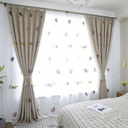 Contemporary Max Blackout Curtain Made to Measure Curtain Smiley Cat Embroidery Bedroom