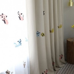 Contemporary Max Blackout Curtain Made to Measure Curtain Smiley Cat Embroidery Bedroom