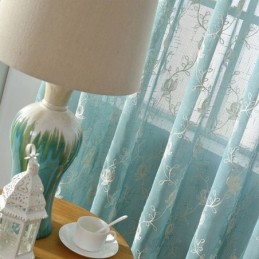 Embroidered Voile Drapes Plant Pattern Window Treatments For Living Room Bedroom Made to Measure Curtain
