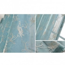 Embroidered Voile Drapes Plant Pattern Window Treatments For Living Room Bedroom Made to Measure Curtain