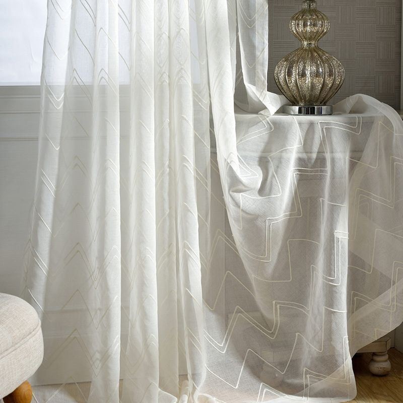 White Sheer Curtains Embroidered Windows Curtain Made to Measure Curtain Drapes Living Room Bedroom