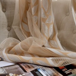Leaf Jacquard Tulle Drapes Nordic Sheer Curtains For Living Room