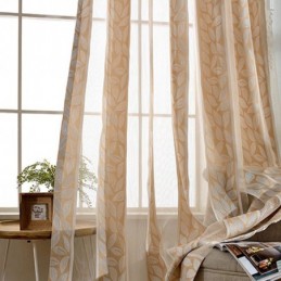 Leaf Jacquard Tulle Drapes Nordic Sheer Curtains For Living Room