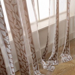 Leaf Jacquard Tulle Drapes Nordic Sheer Curtains For Living Room