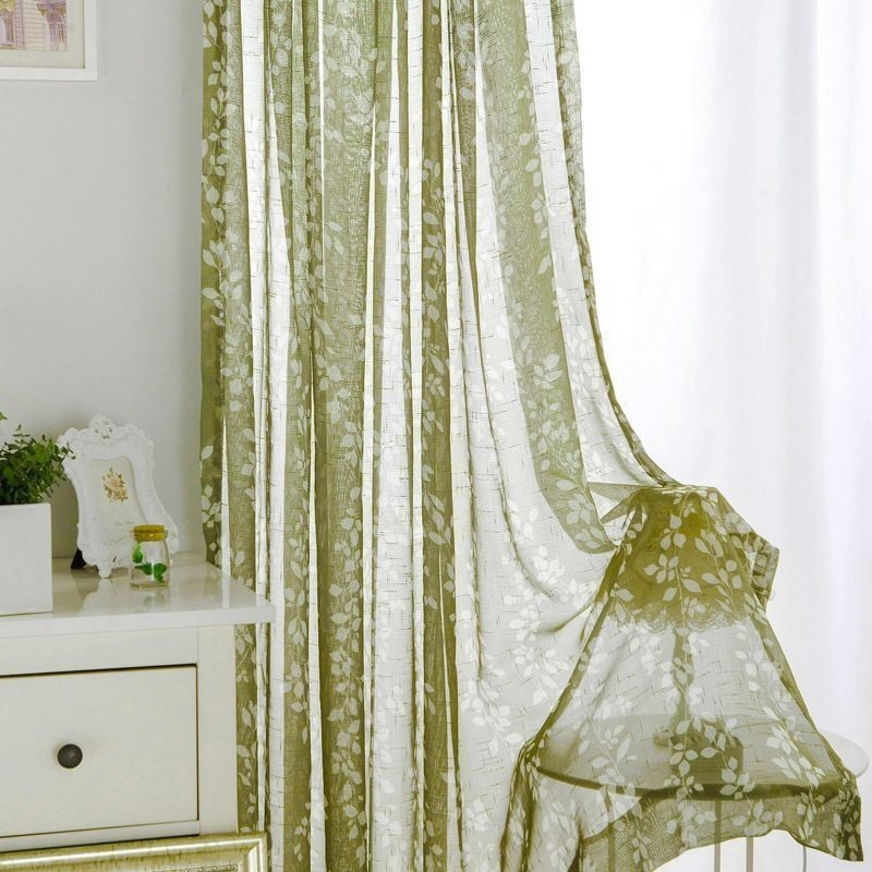 Simplicity Printed Sheer Curtain Made to Measure Curtain Leaves Tulle For Living Room