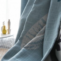 Bue Leaf Blackout Curtain Made to Measure Curtain Modern Minimalist Window Treatment