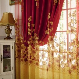 American Country Sheer Curtain Made to Measure Curtain Flower Branch Jacquard Window Treatment Bedroom