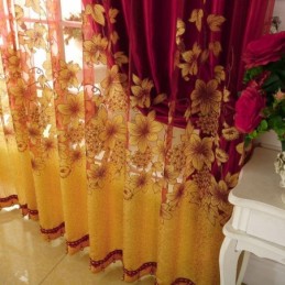 American Country Sheer Curtain Made to Measure Curtain Flower Branch Jacquard Window Treatment Bedroom