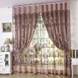 European Country Sheer Curtain Made to Measure Curtain Flower Jacquard Semi Blackout Living Room