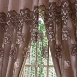 European Country Sheer Curtain Made to Measure Curtain Flower Jacquard Semi Blackout Living Room