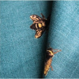 Cotton Linen Decorative Curtain Made to Measure Curtain Pastoral Bee Semi Blackout Bedroom Kids Room