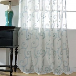 Breathable Sheer Curtain Made to Measure Curtain Auspicious Clouds Embroidery Living Room