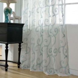 Breathable Sheer Curtain Made to Measure Curtain Auspicious Clouds Embroidery Living Room