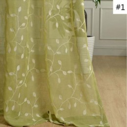 Rural Sheer Curtain Made to Measure Curtain Breathable Leaf Embroidery Living Room