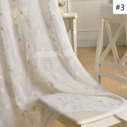 Rural Sheer Curtain Made to Measure Curtain Breathable Leaf Embroidery Living Room