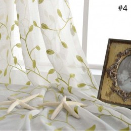 Rural Sheer Curtain Made to Measure Curtain Breathable Leaf Embroidery Living Room