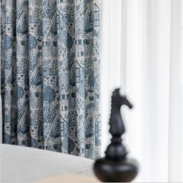 Rural Style Cotton Linen Curtain Made to Measure Curtain Semi Blackout Printed Bedroom Bay Window