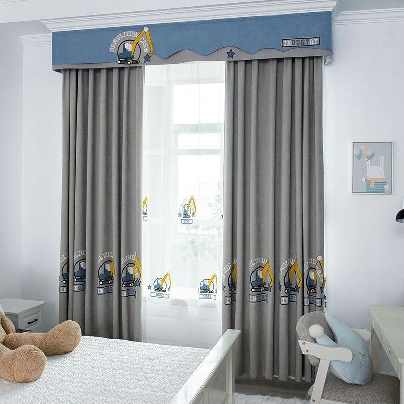 Cartoon Embroidered Curtain Made to Measure Curtain Drapes for Kids Room