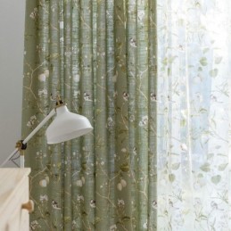 Cotton and Linen Blackout Curtain Made to Measure Curtain American Printing Breathable Window Panel Bedroom