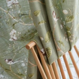 Cotton and Linen Blackout Curtain Made to Measure Curtain American Printing Breathable Window Panel Bedroom