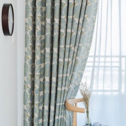 Modern Max Blackout Curtain Made to Measure Curtain Green Leaf Printed Bedroom