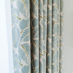Modern Max Blackout Curtain Made to Measure Curtain Green Leaf Printed Bedroom