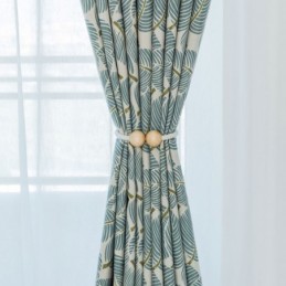 Modern Max Blackout Curtain Made to Measure Curtain Green Leaf Printed Bedroom