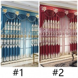Chenille Curtain Made to Measure Curtain Embroidery Flower Window Treatment