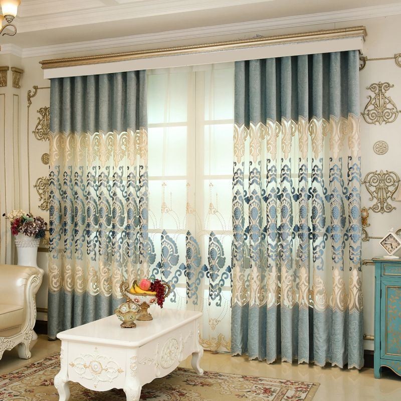 European Style Curtain Made to Measure Curtain Simple Embroidered Curtains For Living Room Bedroom