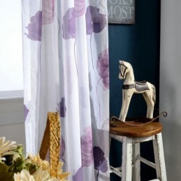 Modern Minimalist Voile Sheer Curtain Made to Measure Curtain Lotus Leaf Purple Bedroom