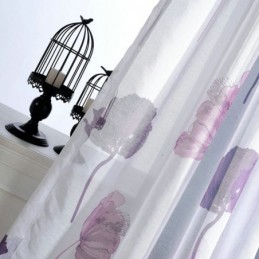 Modern Minimalist Voile Sheer Curtain Made to Measure Curtain Lotus Leaf Purple Bedroom