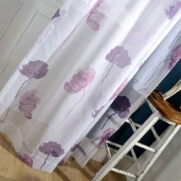 Modern Minimalist Voile Sheer Curtain Made to Measure Curtain Lotus Leaf Purple Bedroom