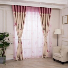 Heart Print Window Panel Room Darkening Curtains For Living Bedroom