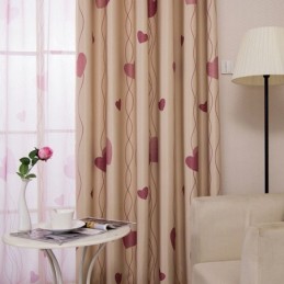 Heart Print Window Panel Room Darkening Curtains For Living Bedroom