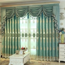 Luxury Curtain Made to Measure Curtain Chenille Flowers Embroidery