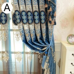 Luxury Curtain Made to Measure Curtain Chenille Flowers Embroidery