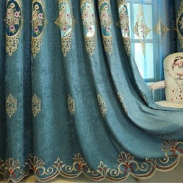Chenille Curtain Made to Measure Curtain European Style Floral Embroidery