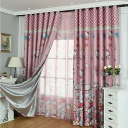 Kids Blackout Curtains with Cat Print Lovely Girls Bedroom Window Curtain Made to Measure Curtain