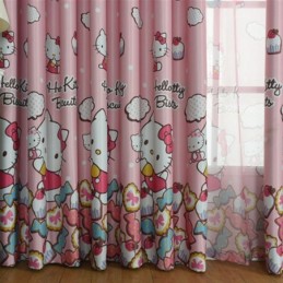 Kids Blackout Curtains with Cat Print Lovely Girls Bedroom Window Curtain Made to Measure Curtain