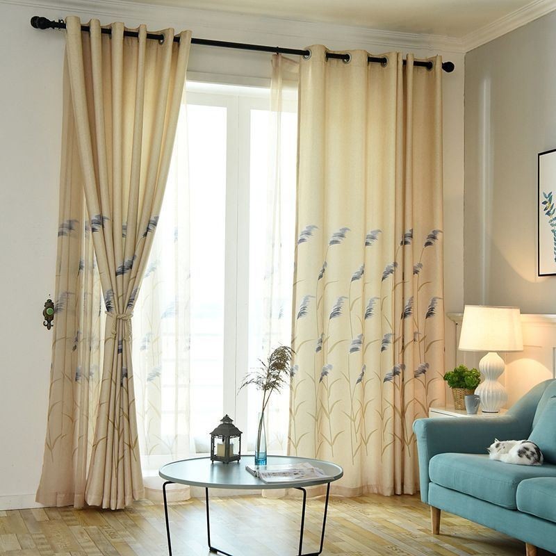 Pastoral Style Reed Printing Blackout Curtain Made to Measure Curtain For Living Room Bedroom